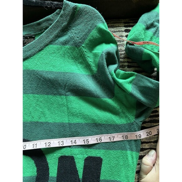 Twiggy London Womens Sweater Streetwear Rugby Stripe Preppy L Cashmere Green - Picture 4 of 6